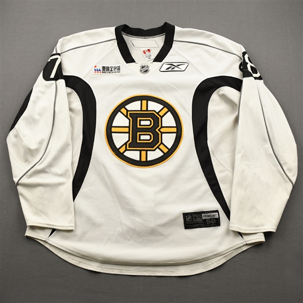 Abramson, Ori<br>White Practice Jersey w/ ORG Packaging Patch - CLEARANCE<br>Boston Bruins 2017-18<br>#78 Size: 58