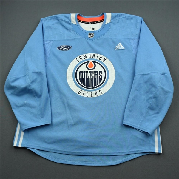 adidas <br>Navy Practice Jersey w/ Ford Patch<br>Edmonton Oilers 2019-20<br> Size: 58