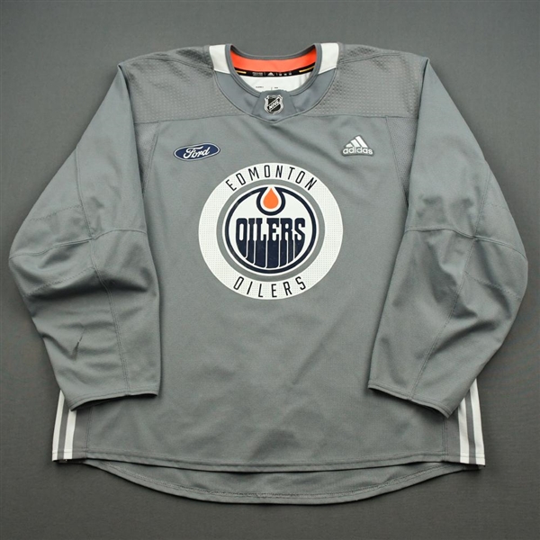 adidas <br>Gray Practice Jersey w/ Ford Patch<br>Edmonton Oilers 2019-20<br> Size: 58