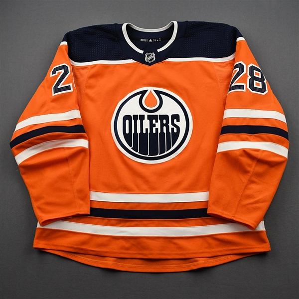 Athanasiou, Andreas<br>Orange Set 3 Regular Season / Qualifiers<br>Edmonton Oilers 2019-20<br>#28 Size: 56