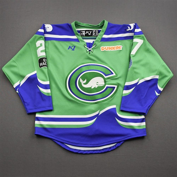 Hughson, Sarah<br>Green Lake Placid/Playoffs Set w/ Isobel Cup & End Racism Patch (Game-Issued)<br>Connecticut Whale 2020-21<br>#27 Size:  SM