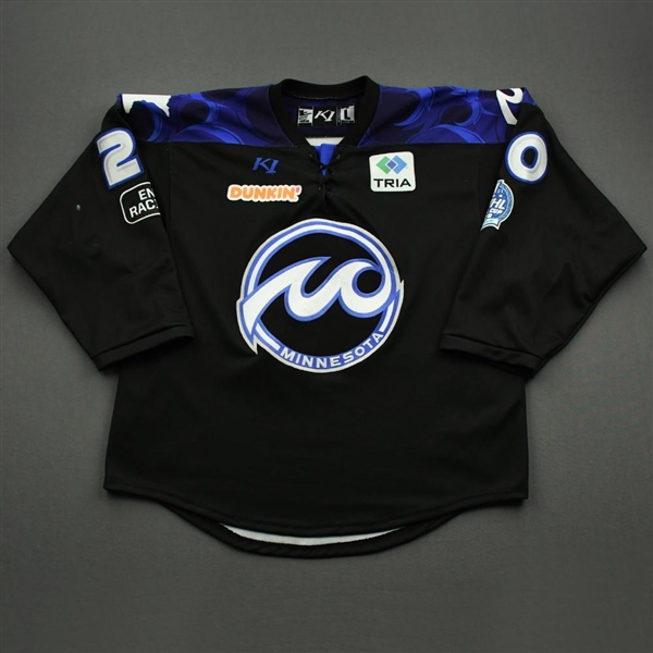 Lorence, Meghan<br>Black Lake Placid & Playoffs Set w/ Isobel Cup & End Racism Patch<br>Minnesota Whitecaps 2020-21<br>#20 Size:  LG