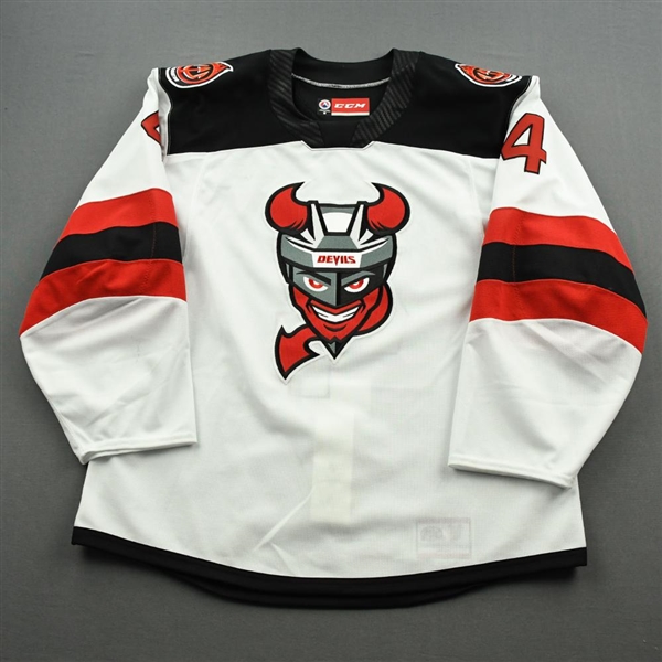 NOBR (Name on Back Removed)<br>White - CLEARANCE<br>Binghamton Devils 2019-20<br>#4 Size: 56