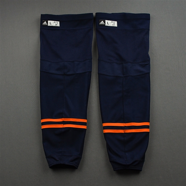 McDavid, Connor<br>Navy - adidas Socks - May 21, 2021 vs. Winnipeg Jets (Round 1 Game 2) - PHOTO-MATCHED<br>Edmonton Oilers 2020-21<br>#97 Size: L