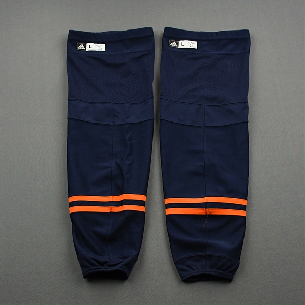 McDavid, Connor<br>Navy - adidas Socks - January 14, 2021 vs. Vancouver Canucks - PHOTO-MATCHED<br>Edmonton Oilers 2020-21<br>#97 Size: L