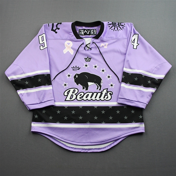 Klienbach, Grace<br>Hockey Fights Cancer - Worn February 12, 2022 - Autographed<br>Buffalo Beauts 2021-22<br>#94 Size: SM