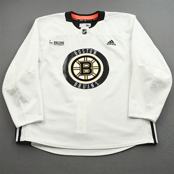 adidas<br>White Practice Jersey w/ ORG Packaging Patch <br>Boston Bruins 2021-22<br># Size: 58+