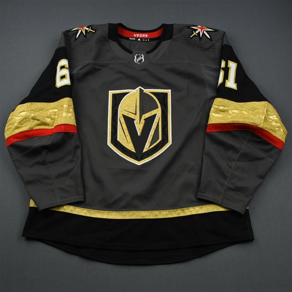 Stone, Mark<br>Gray Set 3 - One Game Only - Worn March 17, 2019<br>Vegas Golden Knights 2018-19<br>#61 Size: 58