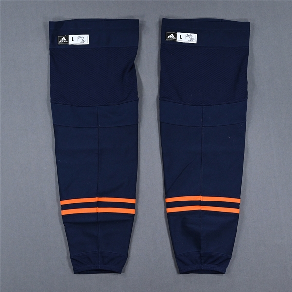 McDavid, Connor<br>Navy - adidas Socks - April 20, 2022 vs. Dallas Stars - PHOTO-MATCHED<br>Edmonton Oilers 2021-22<br>#97 Size: L