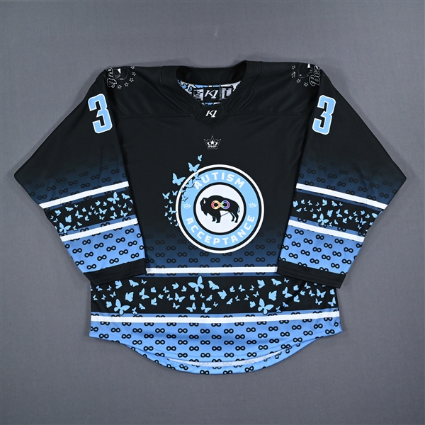 Delay, Megan<br>Autism Acceptance - Game-Issued (GI)<br>Buffalo Beauts 2022-23<br>#33 Size: LG