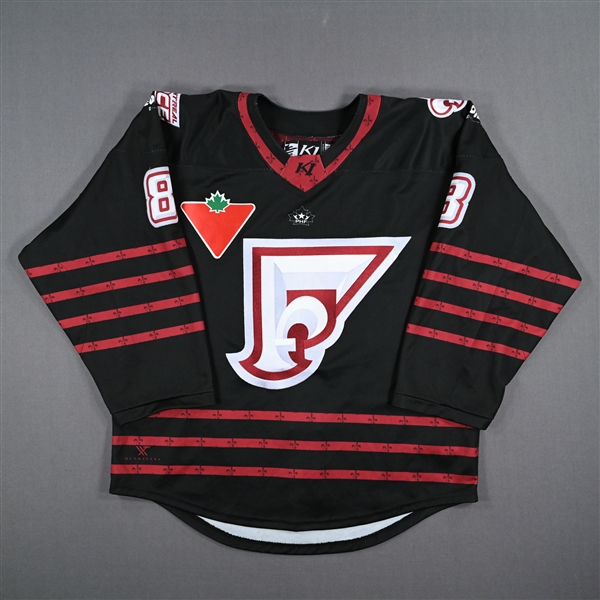 Howarth, Kaity<br>Black Set 1 - Worn in First Game in Franchise History - November 5, 2022 @ Buffalo Beauts - PHF Debut & 1st PHF Point<br>Montreal Force 2022-23<br>#8Size: LG