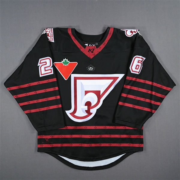 Laganière, Brigitte<br>Black Set 1 - Worn in First Game in Franchise History - November 5, 2022 @ Buffalo Beauts<br>Montreal Force 2022-23<br>#26 Size: MD