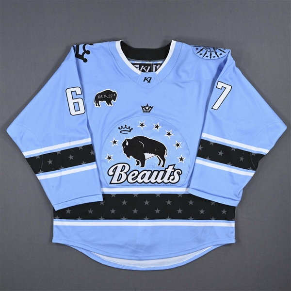 Dobson, Summer-Rae<br>Blue Set 1 w/ May 14 Patch - PHF Debut, 1st PHF Point & 1st PHF Goal<br>Buffalo Beauts 2022-23<br>#67 Size: LG