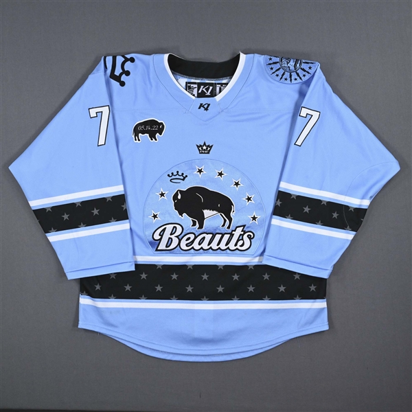 Dove, Whitney<br>Blue Set 1 w/ May 14 Patch - 1st PHF Goal<br>Buffalo Beauts 2022-23<br>#77 Size: LG