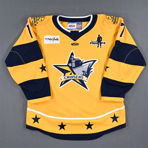 Cogan, Sam *<br>Cruisers Yellow Set 1 - Autographed<br>ECHL All-Star 2022-23<br>#17 Size: 54