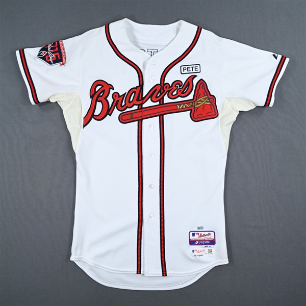 Upton, BJ *<br>White - 40th Anniversary, 715 Hank Aaron & PETE Patches<br>Atlanta Braves 2014<br>#2 Size: 42