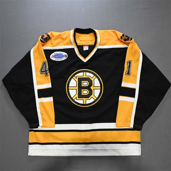 Alberts, Andrew *<br>Black w/ Teammates For Kids Patch - Worn January 6, 2007<br>Boston Bruins 2006-07<br>#41 Size: 58