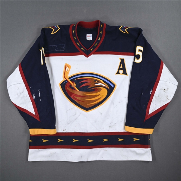 Brunette, Andrew *<br>White w/A (NHL 2000 Patch Removed)<br>Atlanta Thrashers 1999-00<br>#15 Size: 54