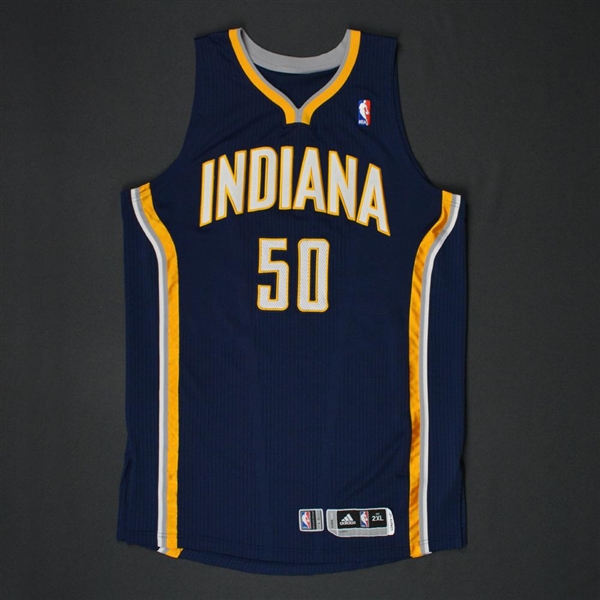 Hansbrough, Tyler *<br>Navy Regular Season - Photo-Matched to 2 Games - Worn 2 Games (10/29/10, 1/21/11)<br>Indiana Pacers 2010-11<br>#50 Size: 2XL+2