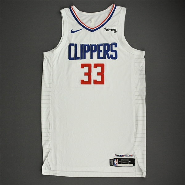 Batum, Nicolas<br>White Association Edition - 2021 NBA Playoffs - Western Conference Finals - Game 5 - Worn 6/28/2021<br>Los Angeles Clippers 2020-21<br>#33 Size: 50+6