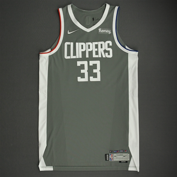 Batum, Nicolas<br>Gray Earned Edition - 2021 NBA Playoffs - Western Conference Finals - Game 4 - Worn 6/26/2021<br>Los Angeles Clippers 2020-21<br>#33 Size: 50+6