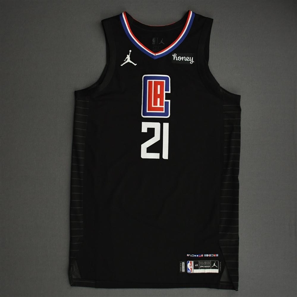 Beverley, Patrick<br>Black Statement Edition - 2021 NBA Playoffs - Western Conference First Round - Game 2 - Worn 5/25/21 - 1 of 2<br>Los Angeles Clippers 2020-21<br>#21 Size: 48+4