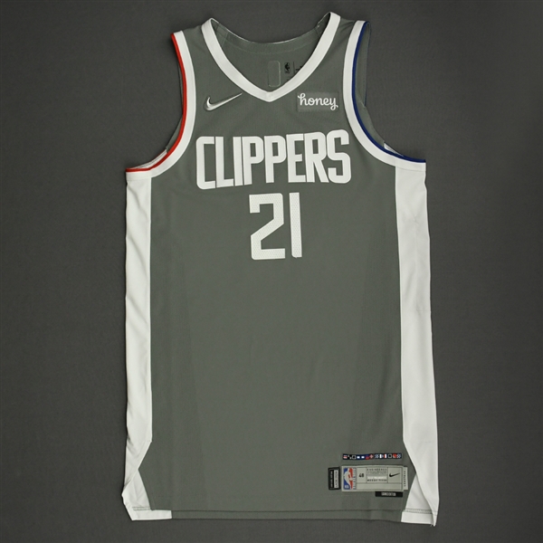 Beverley, Patrick<br>Gray Earned Edition - 2021 NBA Playoffs - Western Conference Finals - Game 4 - Worn 6/26/2021<br>Los Angeles Clippers 2020-21<br>#21 Size: 48+4