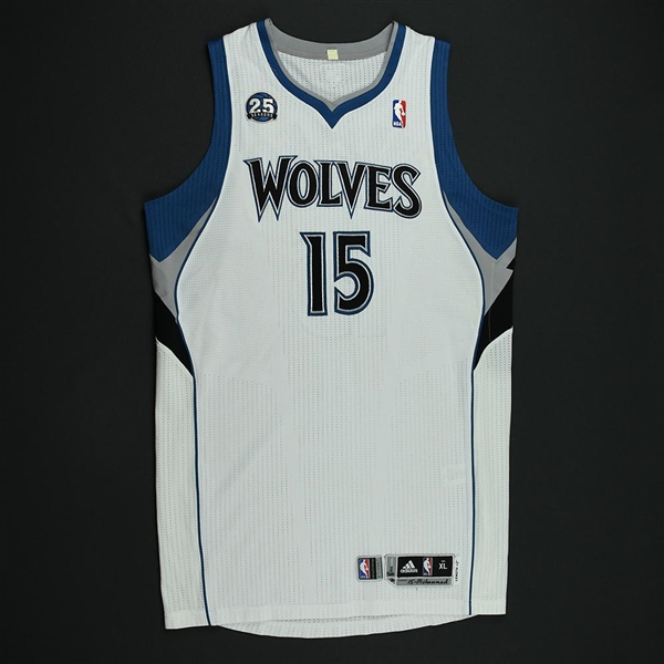 Muhammad, Shabazz *<br>White Set 2 w/ 25 Seasons patch - Photo-Matched to 3 Games - Worn 3 Games (2/12/14, 3/7/14, and 3/23/14 )<br>Minnesota Timberwolves 2013-14<br>#15 Size: XL +2