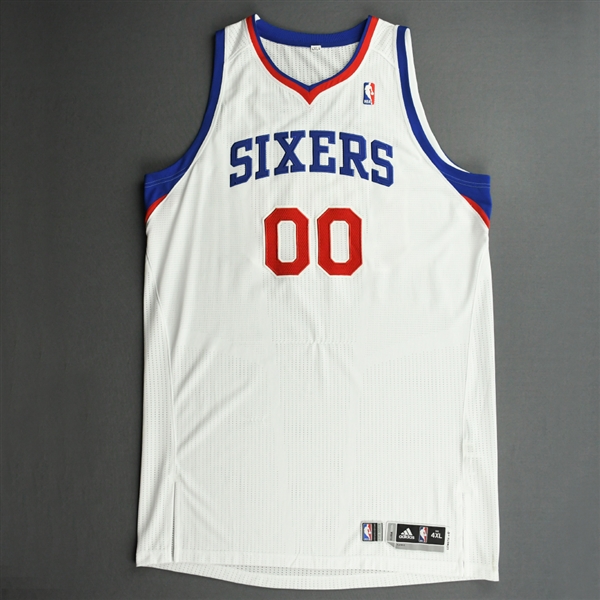 Hawes, Spencer<br>White Playoffs - Photo-Matched to 1 Game - Worn 1 Game (4/21/11)<br>Philadelphia 76ers 2010-11<br>#0 Size: 4XL+4