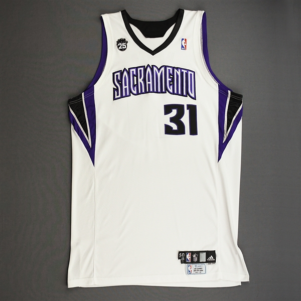 Hawes, Spencer<br>White Set 1 w/25th Anniversary Patch <br>Sacramento Kings 2009-10<br>#31 Size: 50+4