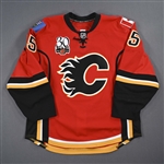 Dawes, Nigel *<br>Red Set 2 w/ 30th Anniversary Patch<br>Calgary Flames 2009-10<br>#15 Size: 54