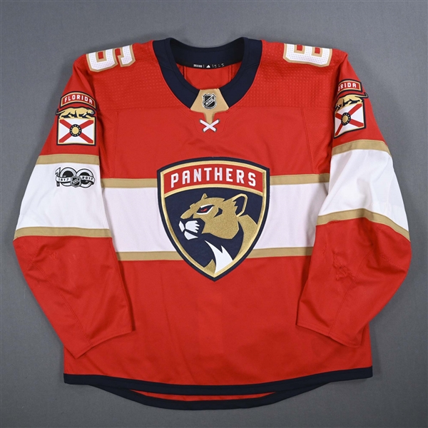 Petrovic, Alex *<br>Red Set 1 w/ NHL Centennial Patch<br>Florida Panthers 2017-18<br>#6 Size: 58