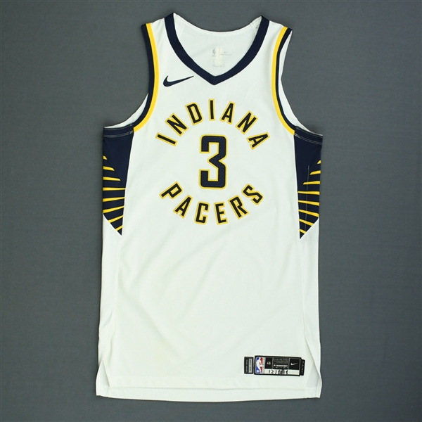 Holiday, Aaron<br>White Association Edition - Worn 12/10/18<br>Indiana Pacers 2018-19<br>#3 Size: 46+4