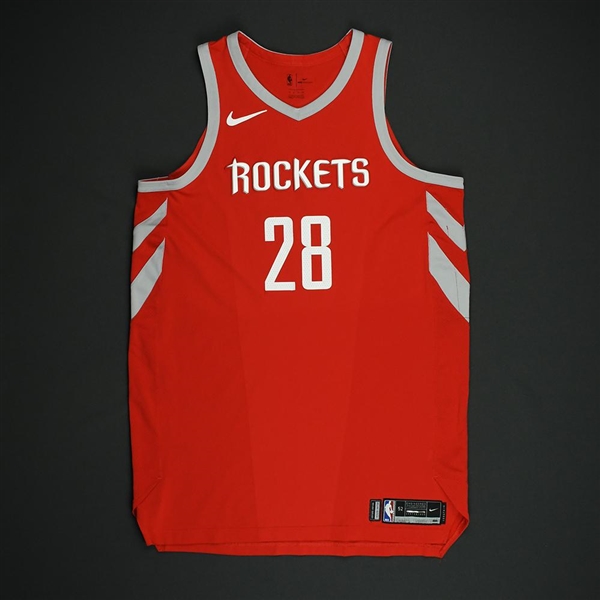 Black, Tarik<br>Red Icon Edition - Christmas Day - Worn 12/25/17 - Dressed, Did Not Play (DNP)<br>Houston Rockets 2017-18<br>#28 Size: 52+6