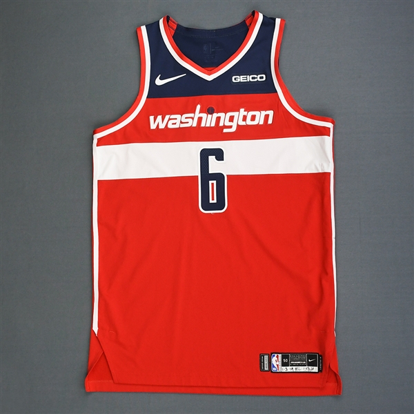 Brown Jr., Troy<br>Red Icon Edition - Worn 1/2/19 (1st Half)<br>Washington Wizards 2018-19<br>#6 Size: 50+4