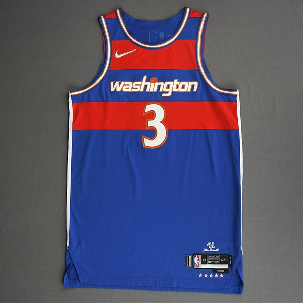 Beal, Bradley<br>Royal City Edition - Worn 12/13/21 (Recorded a Double-Double)<br>Washington Wizards 2021-22<br>#3 Size: 48+4
