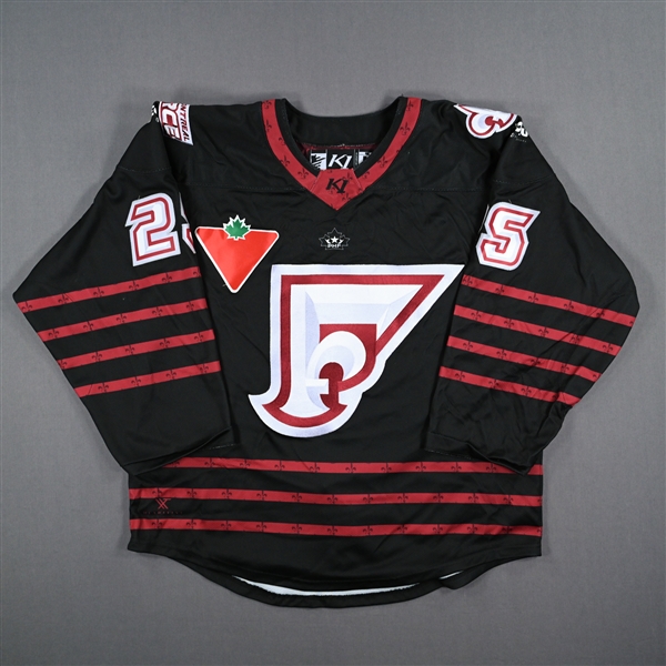 Holmes, Alyssa<br>Black Set 1 - Worn in First Game in Franchise History - November 5, 2022 @ Buffalo Beauts<br>Montreal Force 2022-23<br>#25 Size: LG