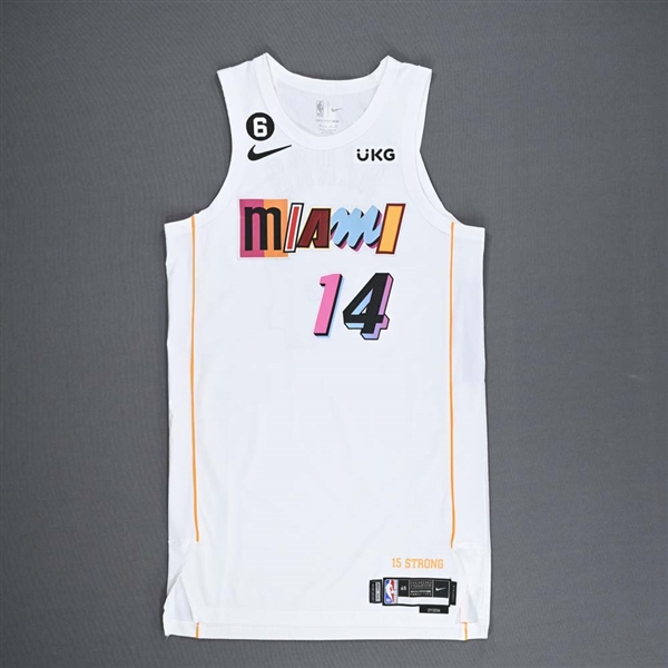 Herro, Tyler<br>White City Edition - Worn 11/25/2022 (Recorded a Double-Double)<br>Miami Heat 2022-23<br>#14 Size: 46+6