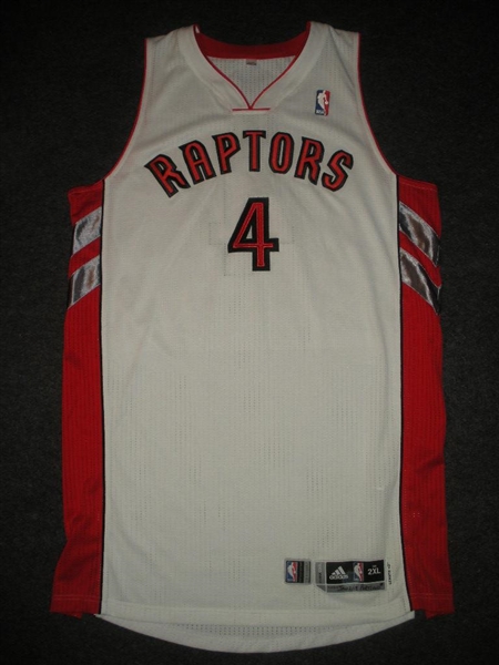 Acy, Quincy<br>White Regular Season - 1/2/13 - Photo-Matched to 1 Game - Worn 1 Game (1/2/12)<br>Toronto Raptors 2012-13<br>#4 2XL+2