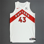 Siakam, Pascal<br>White Association Edition - Worn 1/31/2021 (Recorded a Double-Double)<br>Toronto Raptors 2020-21<br>#43 Size: 52+6