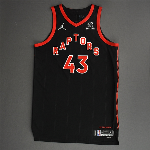 Siakam, Pascal<br>Black Statement Edition - Worn 12/10/21 (Recorded a Double-Double)<br>Toronto Raptors 2021-22<br>#43 Size: 52+6