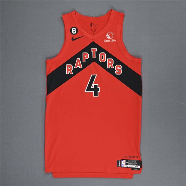 Barnes, Scottie<br>Red Icon Edition - Worn 11/16/2022<br>Toronto Raptors 2022-23<br>#4 Size: 48+6