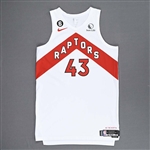 Siakam, Pascal<br>White Association Edition - Worn 10/31/2022 (Recorded a Double-Double)<br>Toronto Raptors 2022-23<br>#43 Size: 52+6