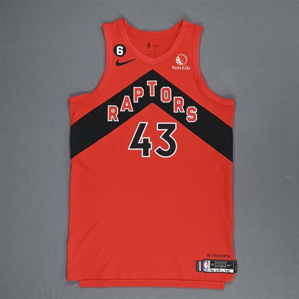 Siakam, Pascal<br>Red Icon Edition - Worn 11/2/2022 (Recorded a Triple-Double)<br>Toronto Raptors 2022-23<br>#43 Size: 52+6