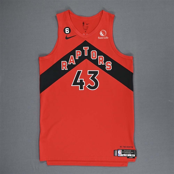 Siakam, Pascal<br>Red Icon Edition - Worn 12/2/2022<br>Toronto Raptors 2022-23<br>#43 Size: 52+6