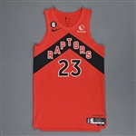 VanVleet, Fred<br>Red Icon Edition - Worn 11/6/2022 (Recorded a Double-Double)<br>Toronto Raptors 2022-23<br>#23 Size: 46+4