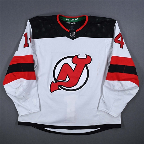 Bastian, Nathan<br>White Set 1<br>New Jersey Devils 2023-24<br>#14 Size: 58