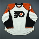 Bartulis, Oskars<br>White Set 3 / Playoffs<br>Philadelphia Flyers 2009-10<br>#3 Size: 56