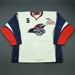 Turner, Brennan<br>White Set 1<br>Elmira Jackals 2009-10<br>#5 Size: 58