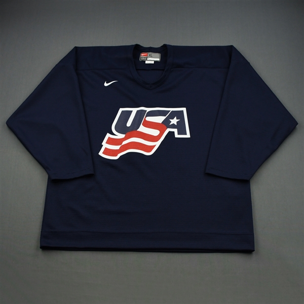 Brown, Dustin * <br>Blue, U.S. Olympic Mens Orientation Camp Worn Jersey, Signed<br>USA 2009<br>#23 Size: XL